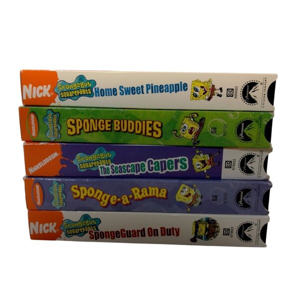 Sponge Bob Squarepants Cartoon VHS Tapes Lot of 5 Nickelodeon Kids Teen - Picture 3 of 8